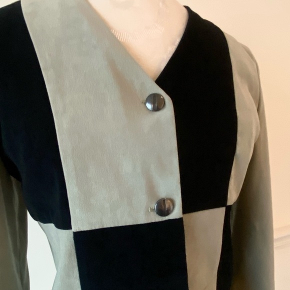 Vintage Y2K black & green patchwork cropped suede light jacket - Picture 5 of 7